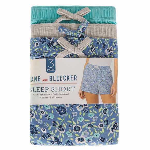 NWT Jane and Bleecker Women's Sleep Short 3-pack Blue/Gray Size M $40 A244 - Picture 1 of 3